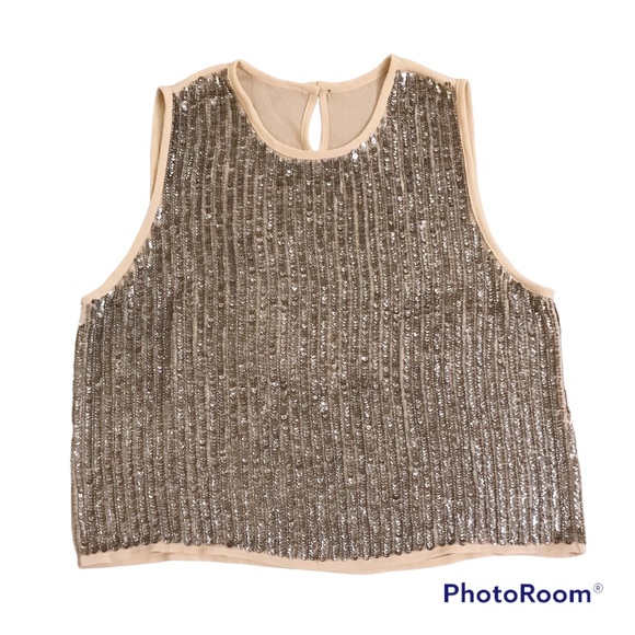 Forever 21 Sequin-Embellished Mesh-Back Tank Top Size Small EUC - Picture 2 of 5